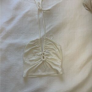 Papermoon White Halter Crop Top